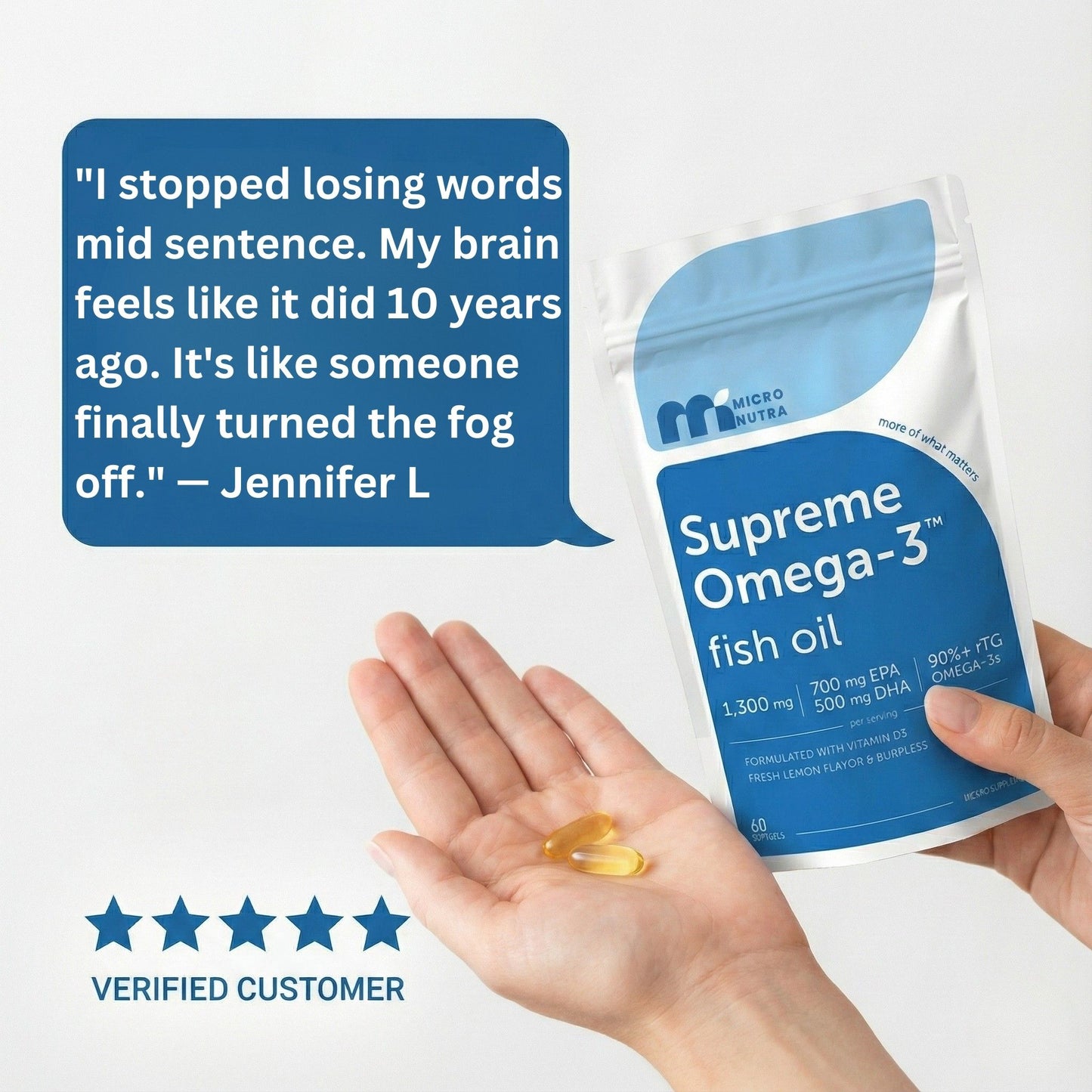 Micro Nutra™ Supreme Omega-3 Fish Oil w/ Ultra High EPA & DHA, Burpless Softgels