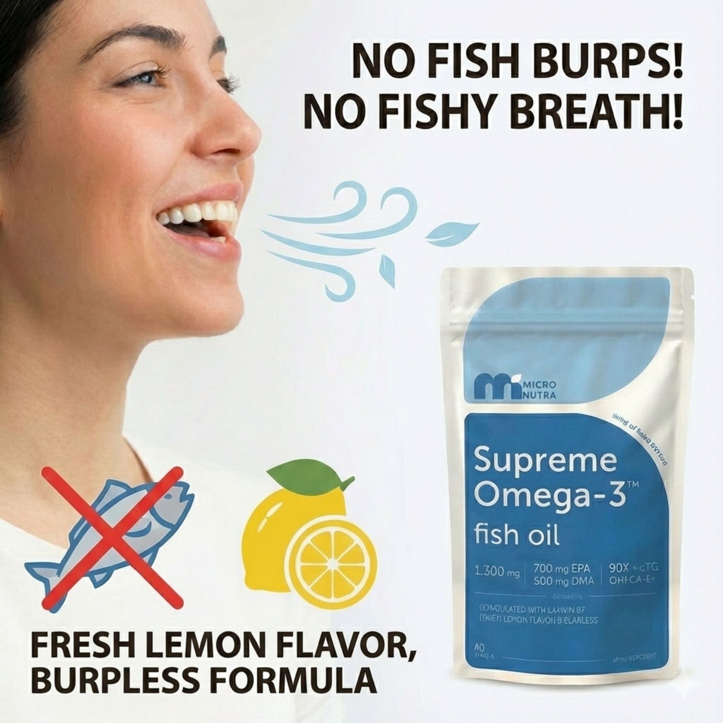 Micro Nutra™ Supreme Omega-3 Fish Oil w/ Ultra High EPA & DHA, Burpless Softgels