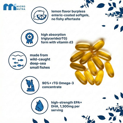 Micro Nutra™ Supreme Omega-3 Fish Oil w/ Ultra High EPA & DHA, Burpless Softgels