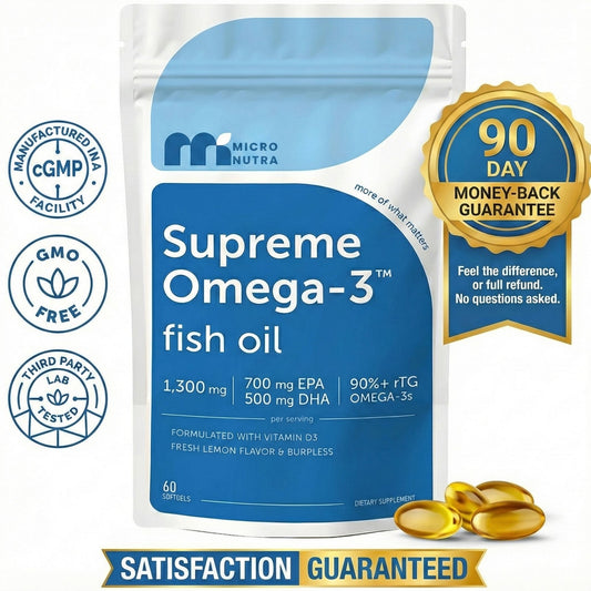 Micro Nutra™ Supreme Omega-3 Fish Oil w/ Ultra High EPA & DHA, Burpless Softgels